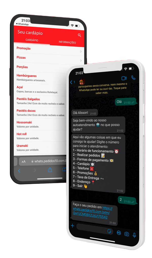 Material oficial do Comanda10 com cardápio digital e atendimento por WhatsApp